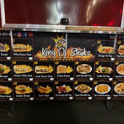 King of Steaks - Menu, back of food truck