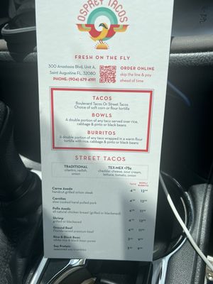 Menu photo 2 Osprey Tacos Saint Augustine, FL