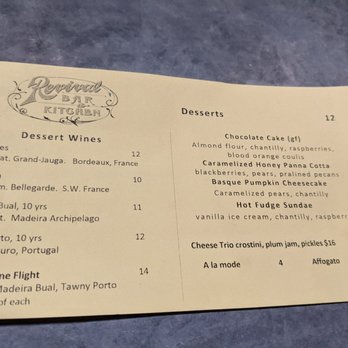 Revival Bar & Kitchen - Dessert menu - New American Near Me - Berkeley, California Revival Bar & Kitchen - Dessert menu - New American Near Me - Berkeley, California