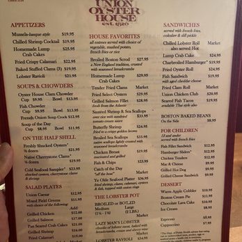 Union Oyster House - Menu - Seafood Near Me - Boston, Massachusetts Union Oyster House - Menu - Seafood Near Me - Boston, Massachusetts
