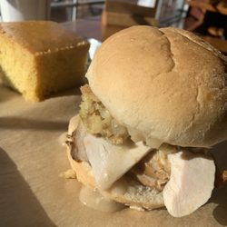 Jimmy Jack's Rib Shack - Iowa City - Gobbler Sandwich (November 2023 special) and Cornbread