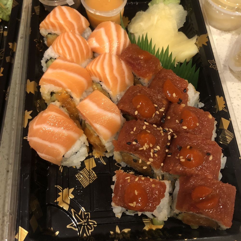 Masa Sushi - Left: Salmon Love Roll  Right: Spicy & Spicy Roll - Sushi Bars Near Me - Gilbert, Arizona