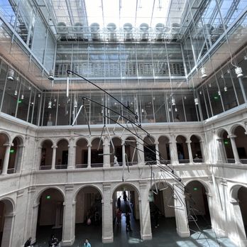 Harvard Art Museums - Courtyard sculpture of music triangles - Art Museums Near Me - Cambridge, Massachusetts