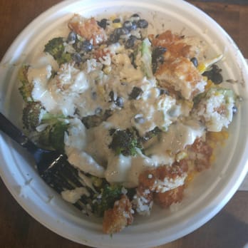 PDQ Test Kitchen - Saucy Bowl w Grilled Chicken, black beans, Brussel sprouts, corn, broccoli, rice at PDQ R & D Kitchen - American Near Me - Tampa, Florida