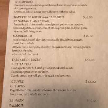 Chez Temporel - Menu - French Near Me - Quebec City, Quebec