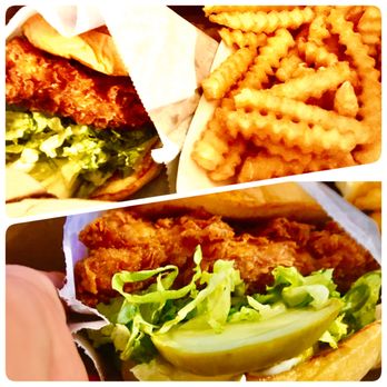 Shake Shack River North - To Go-Top=Chick'N Shack Sammy and Fries; Bottom-Close Up of Chick'N Shack Sammy December 2019 - Burgers Near Me - Chicago, Illinois Shake Shack River North - To Go-Top=Chick'N Shack Sammy and Fries; Bottom-Close Up of Chick'N Shack Sammy December 2019 - Burgers Near Me - Chicago, Illinois