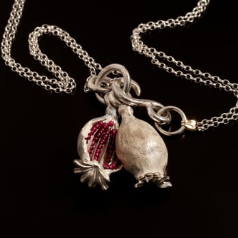 Juvelisto - Poppy Pendant with red garnet beads. - Jewelry Near Me - Richmond, British Columbia Juvelisto - Poppy Pendant with red garnet beads. - Jewelry Near Me - Richmond, British Columbia