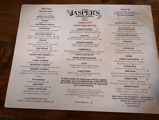 Menu photo 5 Jasper's Backyard Conshohocken, PA