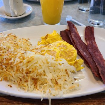 The Aurora Pancake House - Turkey bacon, eggs, hash browns, and orange juice. - Breakfast & Brunch Near Me - Aurora, Illinois The Aurora Pancake House - Turkey bacon, eggs, hash browns, and orange juice. - Breakfast & Brunch Near Me - Aurora, Illinois