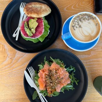 Owl And Lark - Honey lavender latte, salmon toast, avocado bagel - Coffee & Tea Near Me - La Grange, Illinois