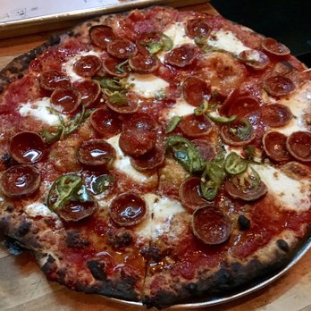 Emily - Colony- Sauce, Mozzarella, pepperoni, pickled Jalapeno, honey - American Near Me - Brooklyn, New York Emily - Colony- Sauce, Mozzarella, pepperoni, pickled Jalapeno, honey - American Near Me - Brooklyn, New York