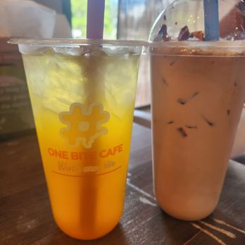 One Bite Cafe - Signature mango jasmine and Signature dalgona coffee. - Bubble Tea Near Me - Federal Way, Washington
