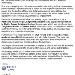 Trieu Law - Threatens to sue me for giving her bad reviews.