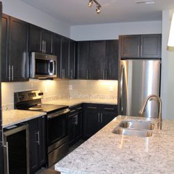 The Vue - One Bed One Bath for rent St. Louis County Look at this large quartz island
