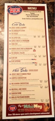 Menu photo 2 Jersey Mike's Subs Tampa, FL Menu photo 2 Jersey Mike's Subs Tampa, FL