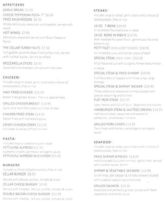 Menu photo 3 The Cellar Steakhouse Porterville, CA Menu photo 3 The Cellar Steakhouse Porterville, CA