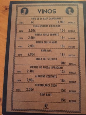 Menu photo 1 Bar La Gloria Madrid, M