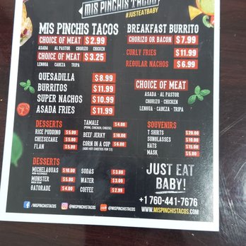 Mis Pinchis Tacos - Menu flyer - Mexican Near Me - Yermo, California Mis Pinchis Tacos - Menu flyer - Mexican Near Me - Yermo, California