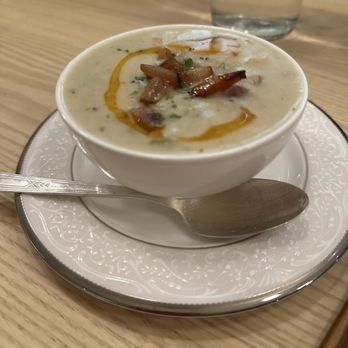 Cured Fish Bar - Chowder with swordfish bacon - Japanese Near Me - Livermore, California Cured Fish Bar - Chowder with swordfish bacon - Japanese Near Me - Livermore, California