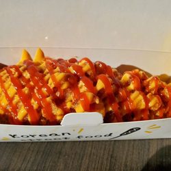 K-Style Korean Street Food - Potato dog (all hotdog) with ketchup and spicy mayo