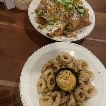 Cobblestone On Main - Calamari and chicken nachos - New American Near Me - Webster, New York