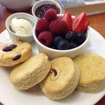 Babe’s Tea Room - Gluten-free cream tea. They were cranberry and plain scones. - Tea Rooms Near Me - Denver, Colorado
