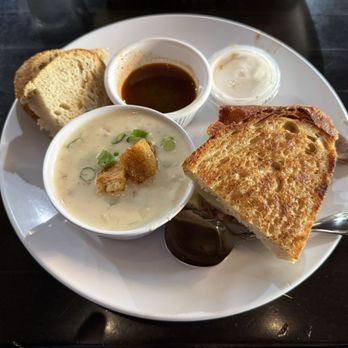 Crave Restaurant - 1/2 Hot Sandwich Combo Grilled Beef Tri.Tip Dip and Clam Chowder - Salad Near Me - Santa Ana, California Crave Restaurant - 1/2 Hot Sandwich Combo Grilled Beef Tri.Tip Dip and Clam Chowder - Salad Near Me - Santa Ana, California