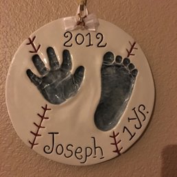 My son's handprint and footprint at 1 year!! My son's handprint and footprint at 1 year!!