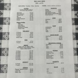 Big Oak Bbq - Menu