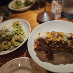 Linguine Al Pesto E Gamberi and Rigatoni Alla Vodka