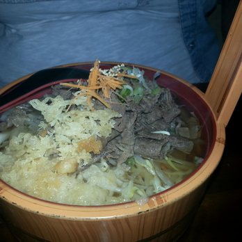 Mega Sushi - My niece enjoyed her beef udon in this sweet wooden bowl. - Sushi Bars Near Me - Coquitlam, British Columbia