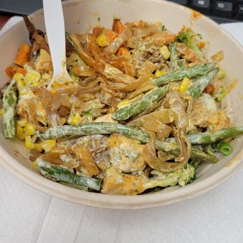 Fresh One Kitchen - Spicy chicken bowl. Forgot to photo before adding cilantro garlic sauce & mixing it up. Says spicy but it's more smokey than hot - Health Markets Near Me - Kennesaw, Georgia Fresh One Kitchen - Spicy chicken bowl. Forgot to photo before adding cilantro garlic sauce & mixing it up. Says spicy but it's more smokey than hot - Health Markets Near Me - Kennesaw, Georgia