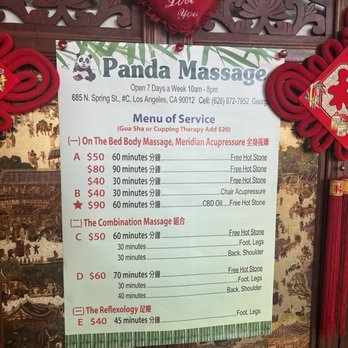 Panda Massage - Pricing menu - Massage Therapy Near Me - Los Angeles, California Panda Massage - Pricing menu - Massage Therapy Near Me - Los Angeles, California