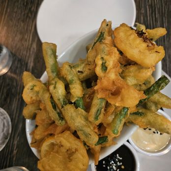 Crescent Bistro - Tempura green beans. So tasty with the two sauces- miso aioli and soy ginger. The beans were clumped together made it hard to share - New American Near Me - Pleasant Hill, California Crescent Bistro - Tempura green beans. So tasty with the two sauces- miso aioli and soy ginger. The beans were clumped together made it hard to share - New American Near Me - Pleasant Hill, California