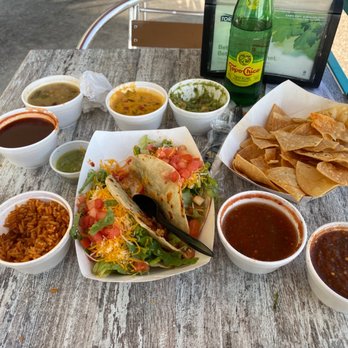 Casa Taco - Tasty tacos, Red Chile is the star of the show. Salty salsa duet is on the bottom right. - Caterers Near Me - Albuquerque, New Mexico