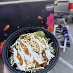 Burrito bowl with asada and al pastor