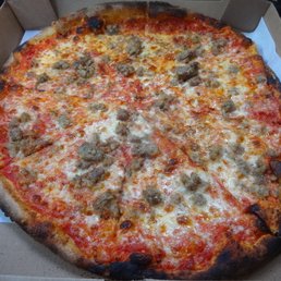 Sausage pie, at Millstone Wood Fired Pizza in Thomaston, CT. Sausage pie, at Millstone Wood Fired Pizza in Thomaston, CT.