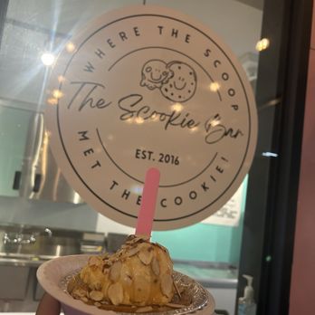 The Scookie Bar - Snickerdoodle cookie, butter pecan ice cream, Carmel syrup and sliced almonds. - Desserts Near Me - Phoenix, Arizona