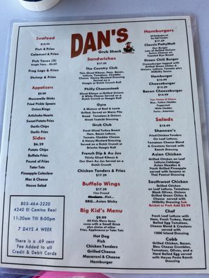 Menu photo 1 Dan's The Grub Shack Atascadero, CA Menu photo 1 Dan's The Grub Shack Atascadero, CA