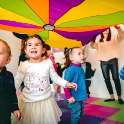 Music Together Treble Time Music Studio - Family music class with parachute