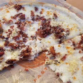 Blaze Pizza - All the bacon on a white top is on one side of the pizza - Salad Near Me - Marina, California Blaze Pizza - All the bacon on a white top is on one side of the pizza - Salad Near Me - Marina, California