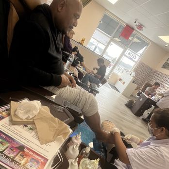 PT Nails & Spa - My husband getting Valentine pedicure. - Nail Salons Near Me - Pickerington, Ohio