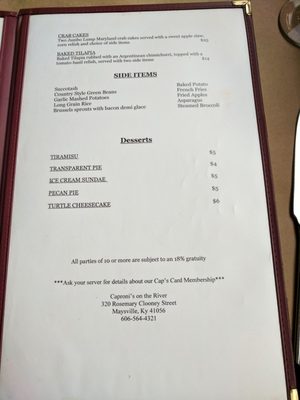 Menu photo 2 Capronis Restaurant and Bar Maysville, KY
