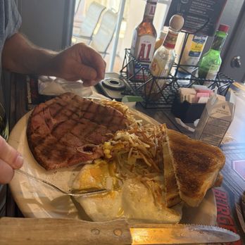 Kingman Craft House - 20 oz. Ham steak breakfast. Hubby could only eat half! - Burgers Near Me - Kingman, Arizona Kingman Craft House - 20 oz. Ham steak breakfast. Hubby could only eat half! - Burgers Near Me - Kingman, Arizona