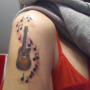 Cliff's Tattoo - Guitar & Music Notes Dec. 2013 BY: RW - Tattoo Near Me - Centereach, New York