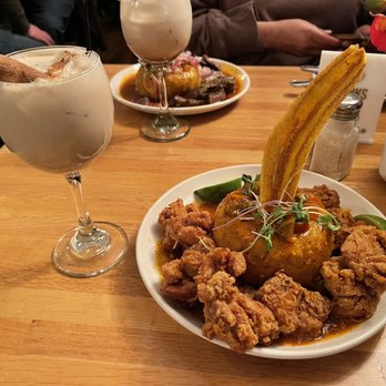 Cafe Con Leche - Virgin Coquito, Mofongo with chicharon de pollo - Coffee & Tea Near Me - Wappingers Falls, New York