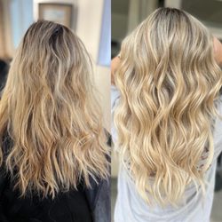 Refined Salon - Before and after weft extensions