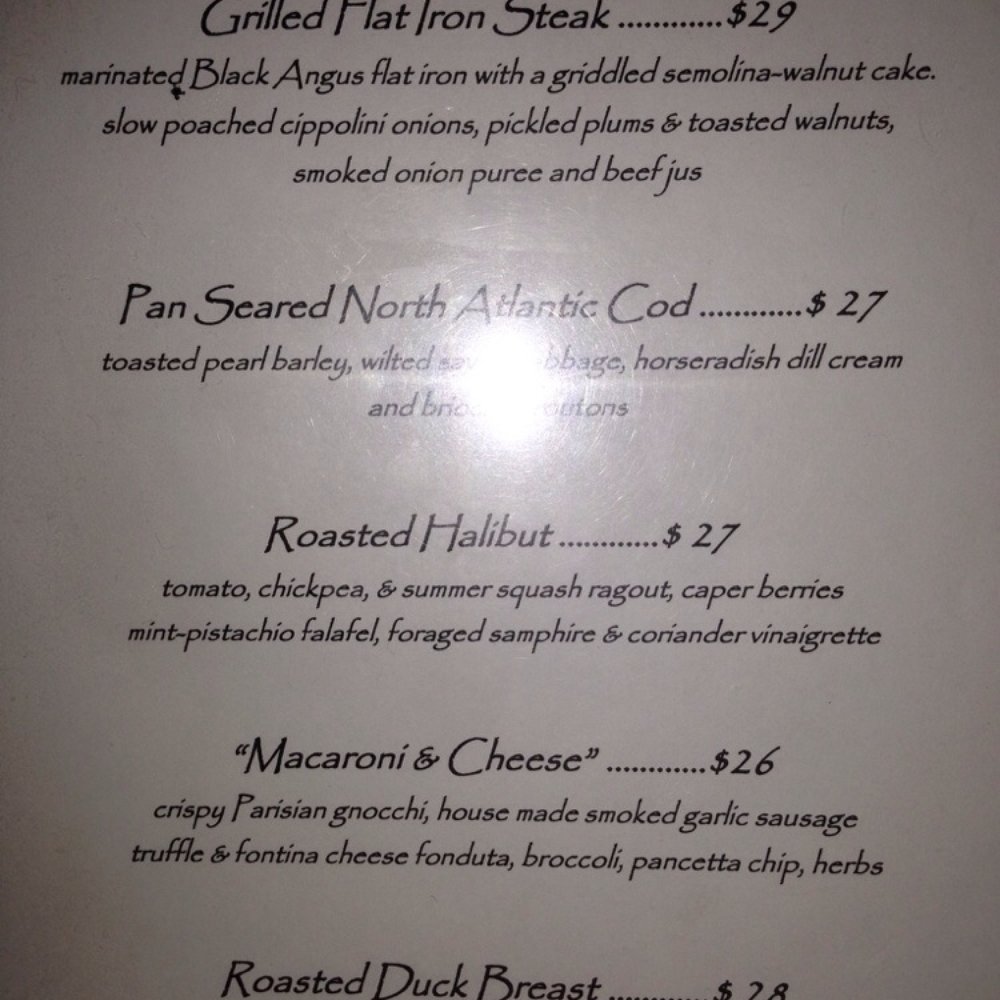 Eli's - The right side of the menu - New American Near Me - Block Island, Rhode Island
