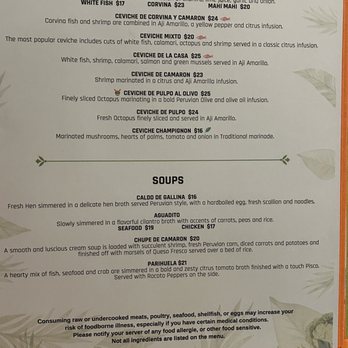 Peruvian Ceviches + Bar - Menu - Peruvian Near Me - Palmetto Bay , Florida Peruvian Ceviches + Bar - Menu - Peruvian Near Me - Palmetto Bay , Florida