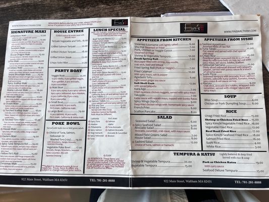 Menu photo 3 Fin's Sushi & Grill Waltham, MA Menu photo 3 Fin's Sushi & Grill Waltham, MA